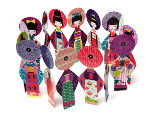 Kokeshi en carton - décoration ou marque-page