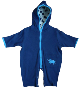 Combinaison bébé surpyjama à capuche en coton bio bleue